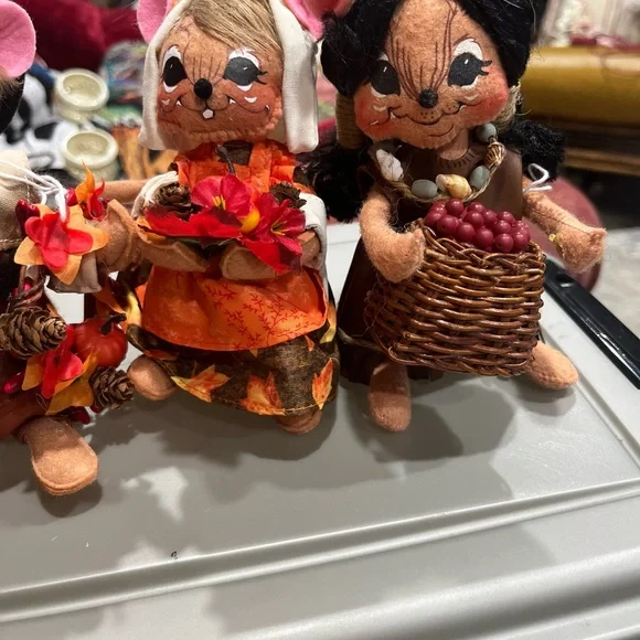 Annalee Doll Pilgrim & Indian Mice Thanksgiving set of 4 - Picture 3 of 3